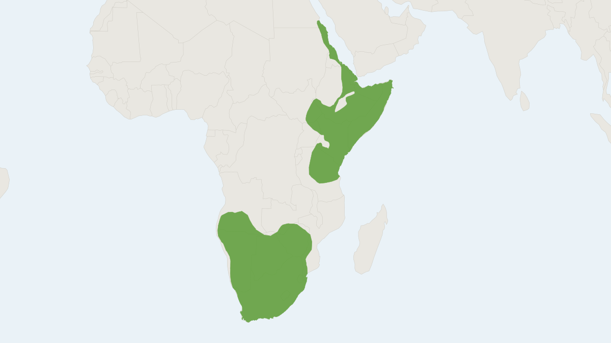 Range map of the Aardwolf (Proteles cristatus)