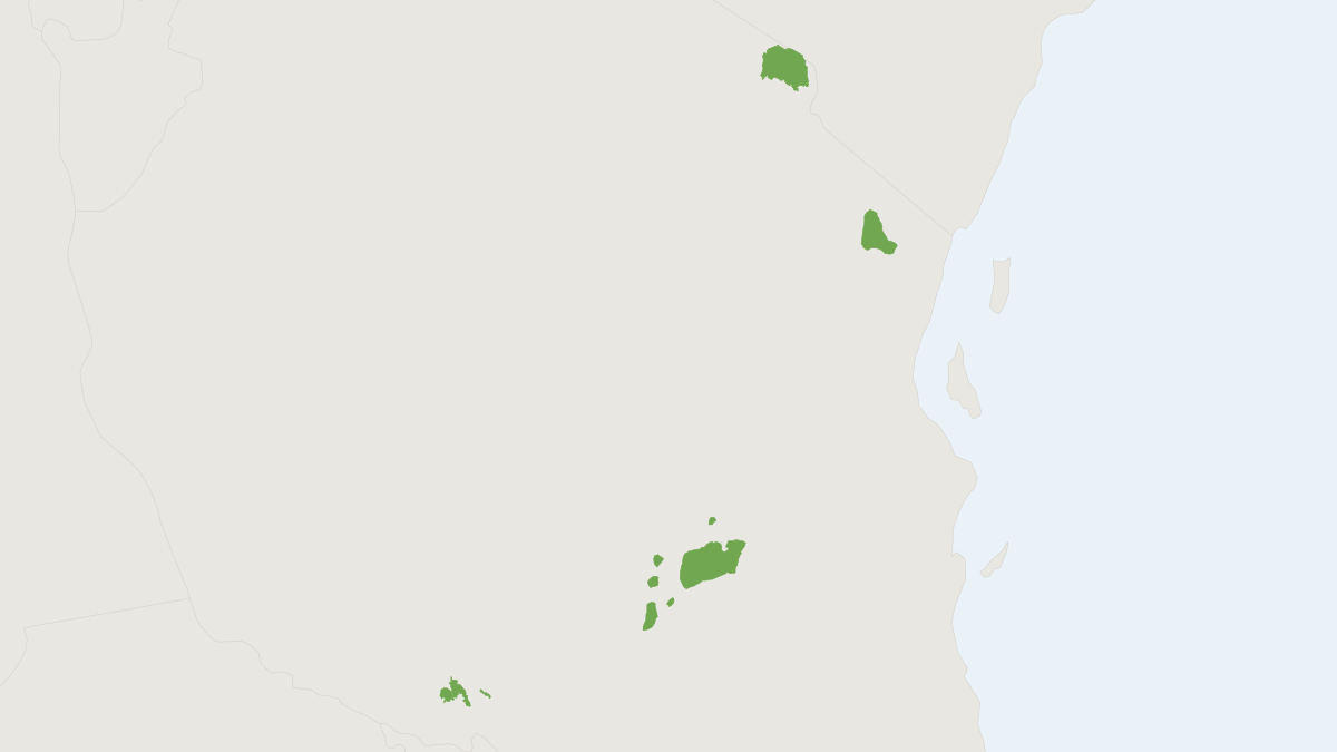 Range map of the Abbott's Duiker (Cephalophus spadix) covering Tanzania