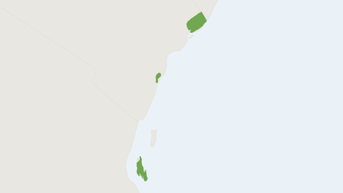 Range map of the Aders' Duiker (Cephalophus adersi) covering Kenya and Tanzania