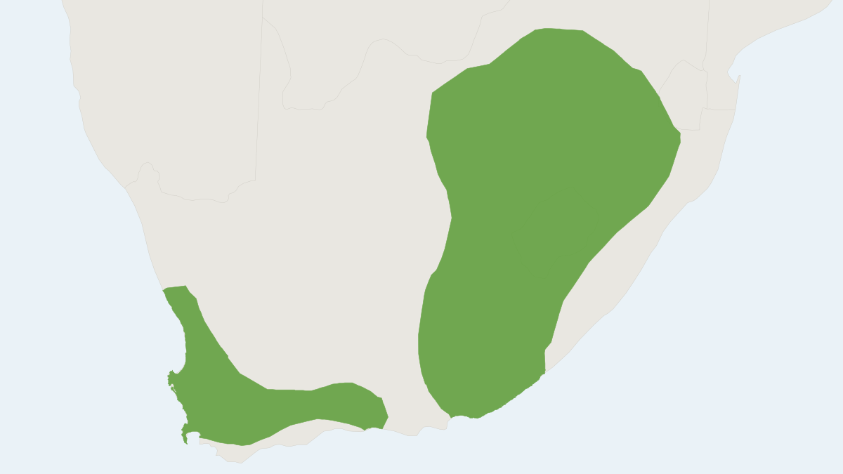 Range map of the African White-tailed Rat (Mystromys albicaudatus)