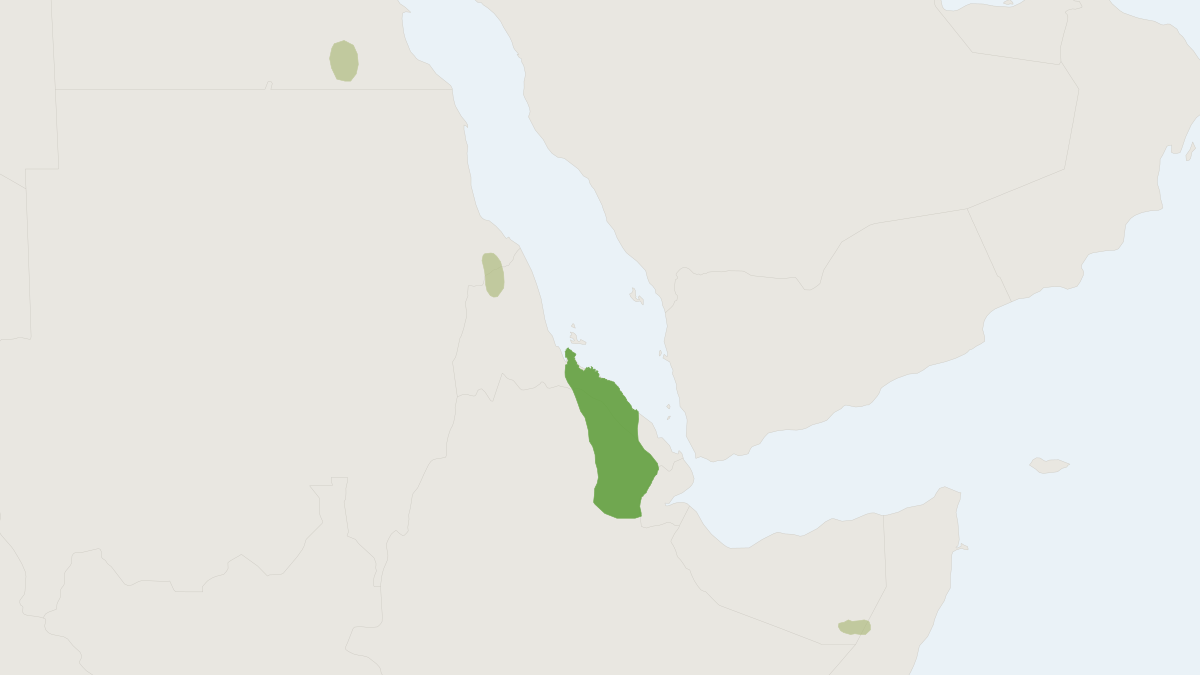 Range map of the African Wild Ass (Equus africanus)