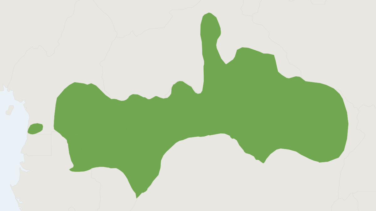 Range map of the Agile Mangabey (Cercocebus agilis)