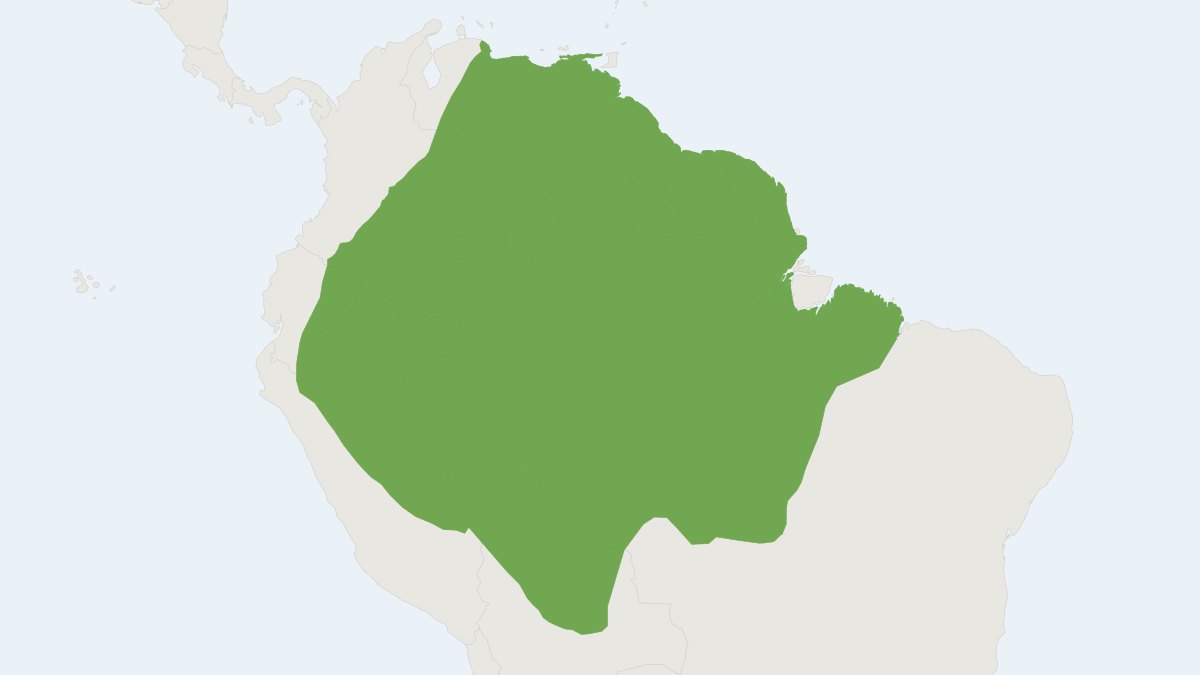 Range map of the Amazon Naked-tailed Armadillo (Cabassous unicinctus)