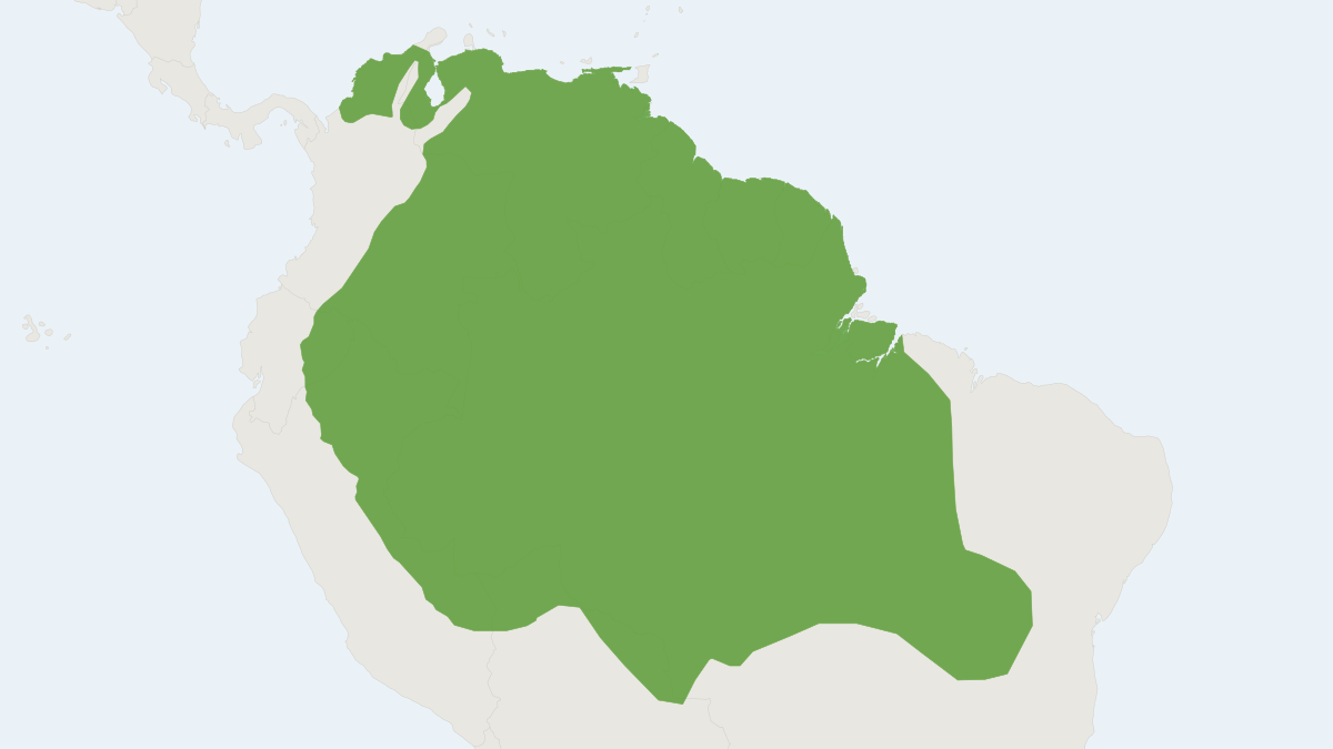 Range map of the Amazonian Brown Brocket (Mazama nemorivaga)
