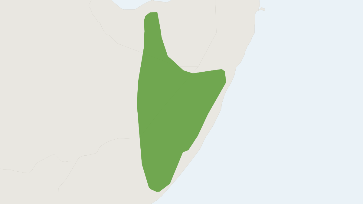 Range map of the Ammodile (Ammodillus imbellis) covering Ethiopia and Somalia