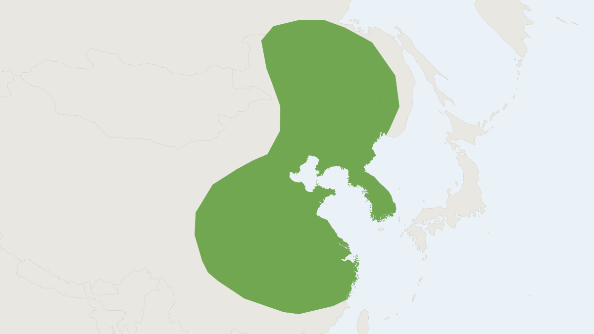 Range map of the Amur Hedgehog (Erinaceus amurensis)