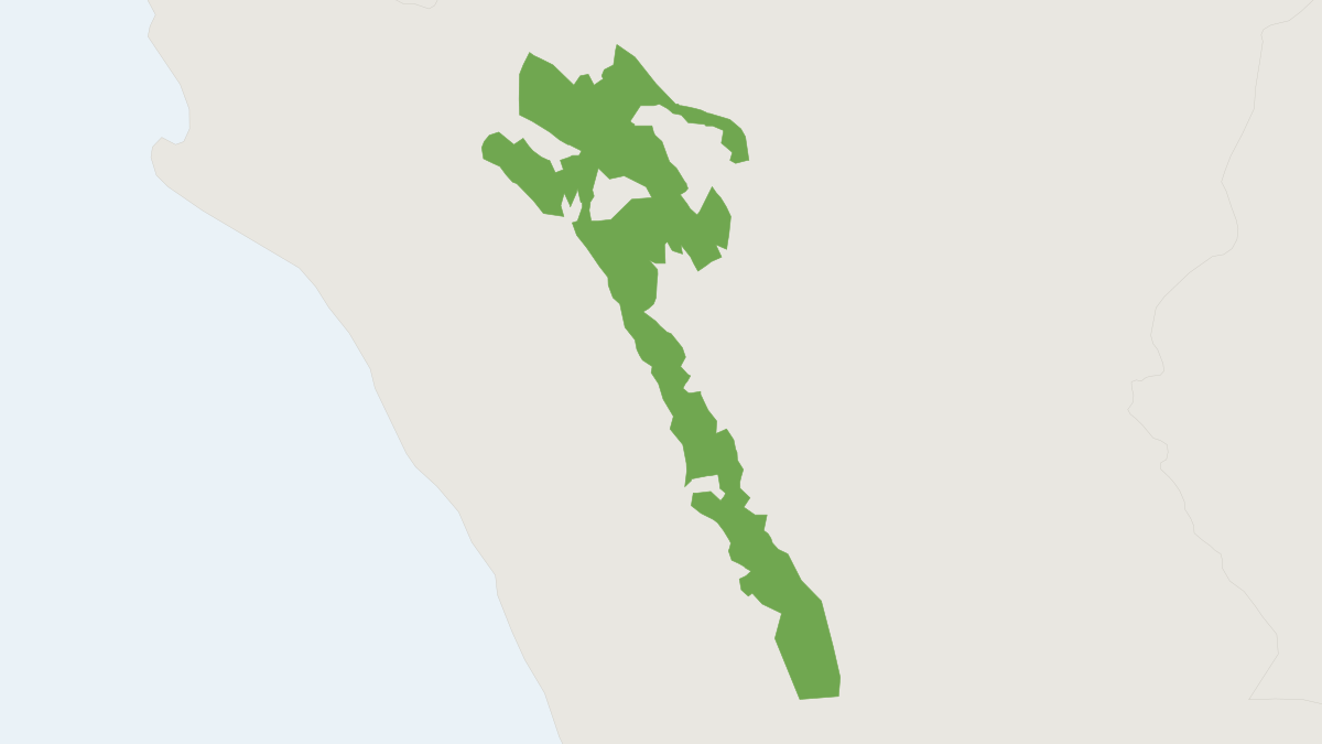 Range map of the Andean Night Monkey (Aotus miconax) covering Peru