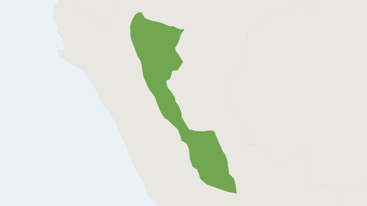 Range map of the Andean Saddle-back Tamarin (Leontocebus leucogenys)