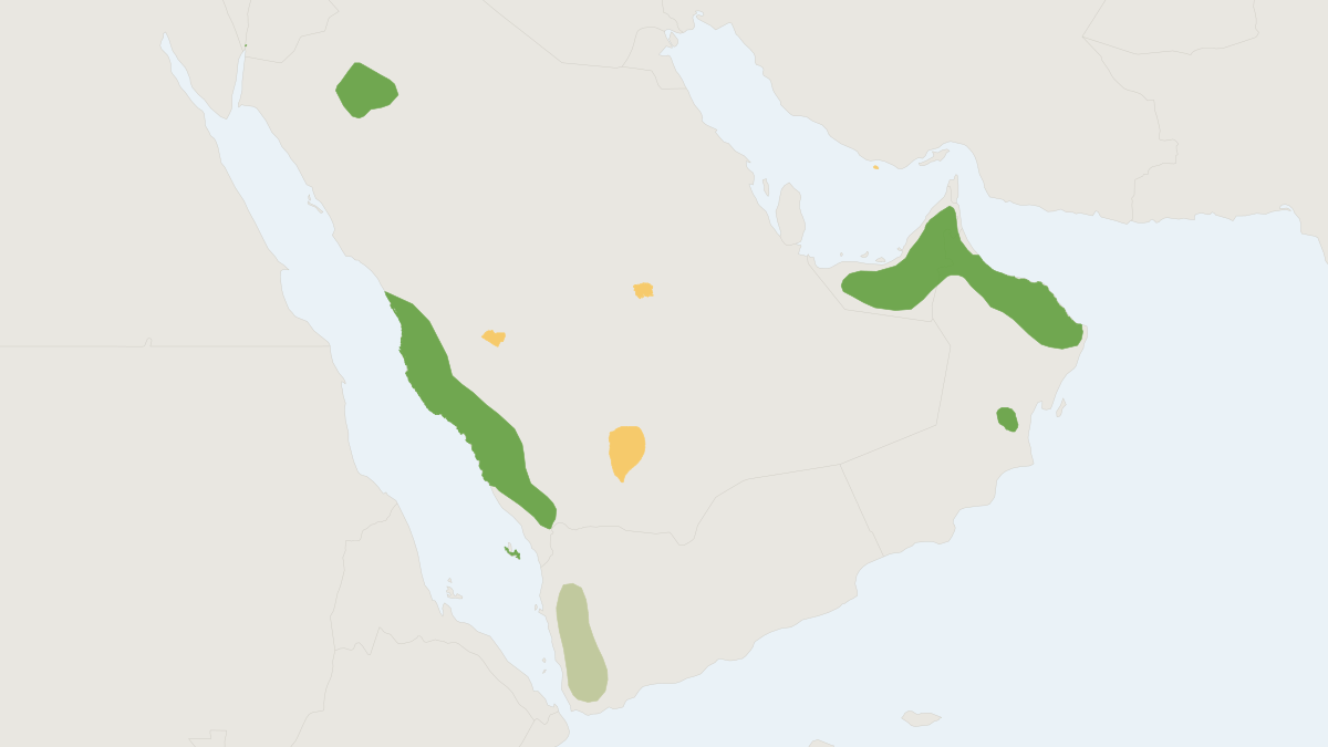 Range map of the Arabian Gazelle (Gazella arabica)