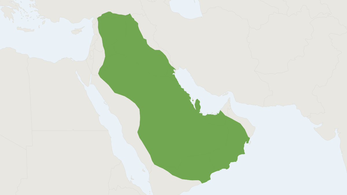 Range map of the Arabian Sand Gazelle (Gazella marica)