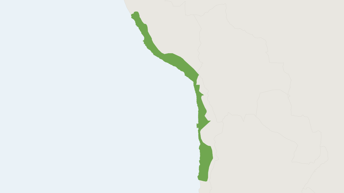 Range map of the Atacama Myotis (Myotis atacamensis)