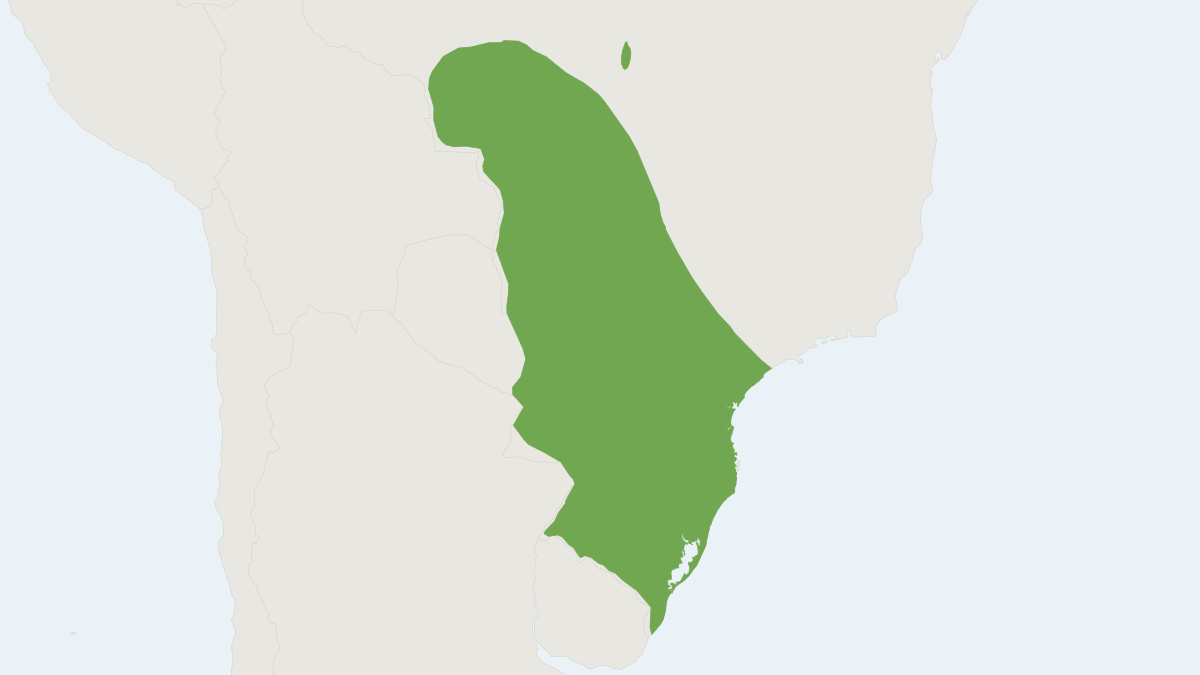 Range map of the Azara's Agouti (Dasyprocta azarae)