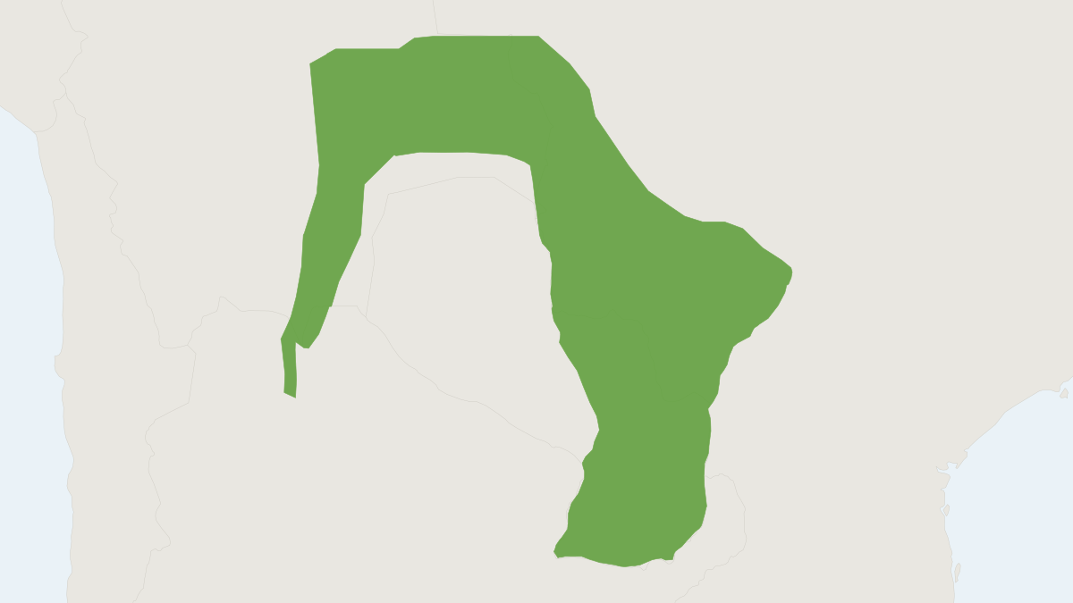 Range map of the Azara’s Capuchin (Sapajus cay)