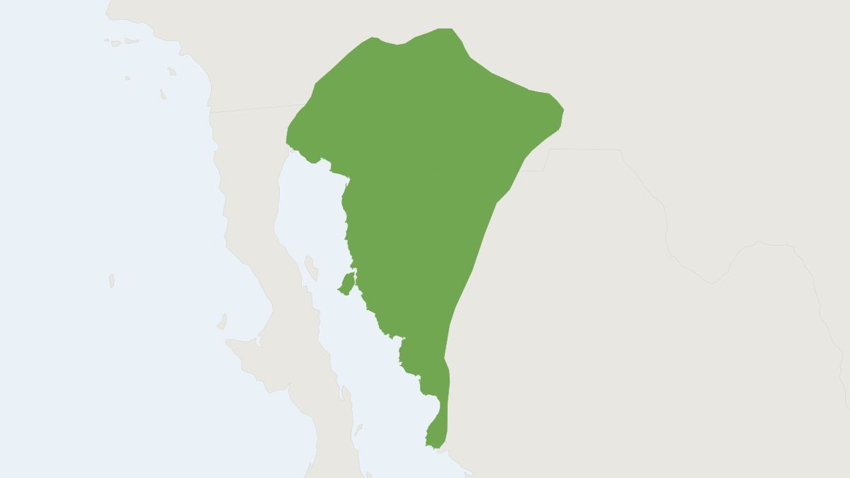 Range map of the Bailey's Pocket Mouse (Chaetodipus baileyi) covering Mexico and United States