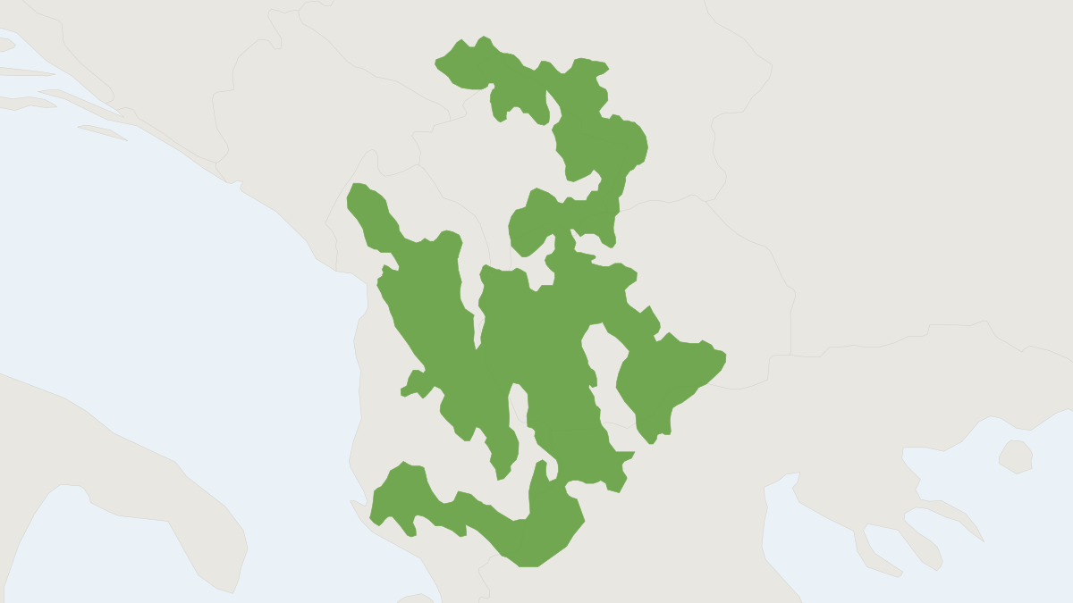 Range map of the Balkan Pine Vole (Microtus felteni)