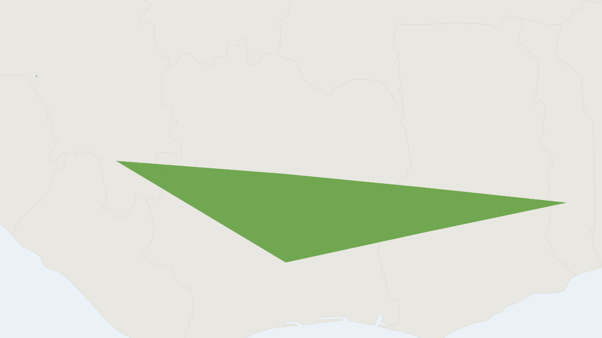 Range map of the Baoule's Mouse (Mus baoulei)