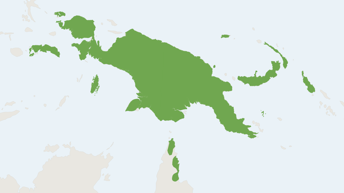 Range map of the Bare-backed Fruit Bat (Dobsonia magna)