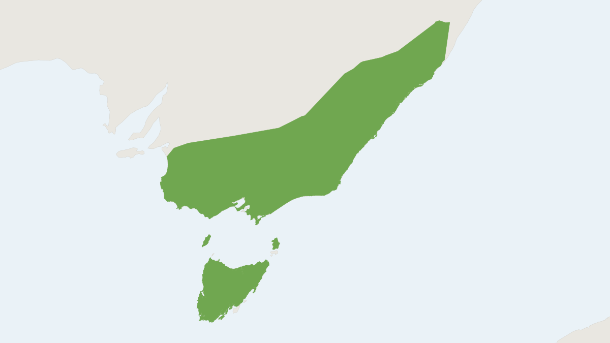 Range map of the Bare-nosed Wombat (Vombatus ursinus) covering Australia and United Kingdom