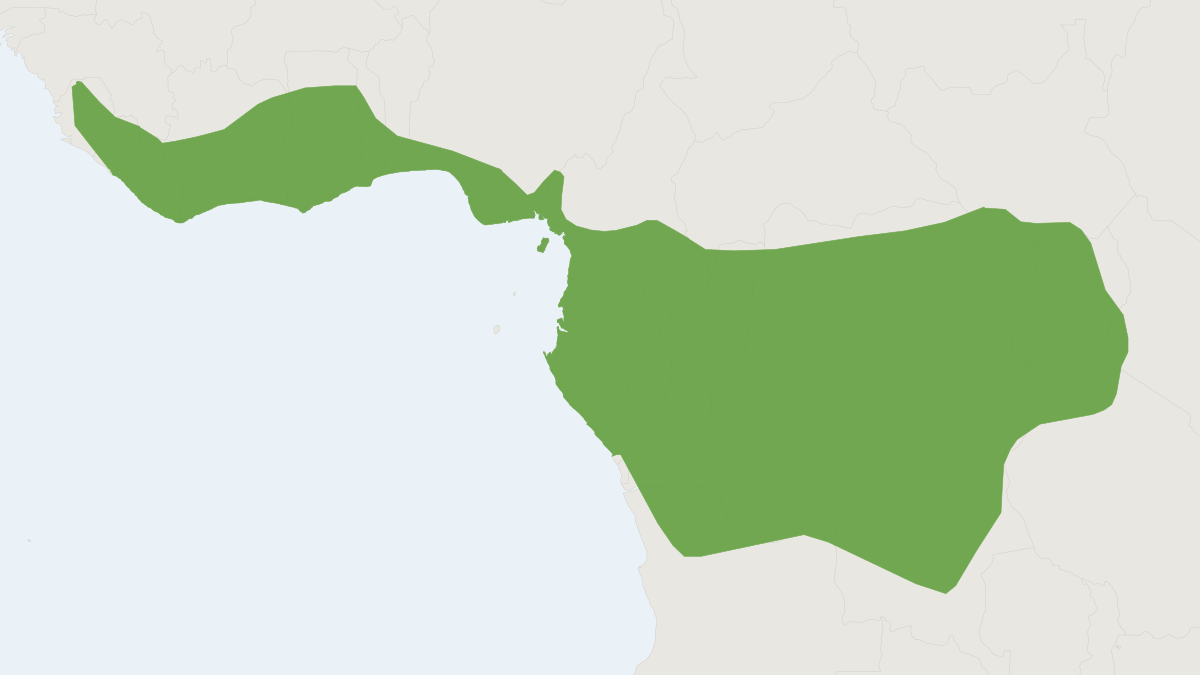 Range map of the Bate's Slit-faced Bat (Nycteris arge)