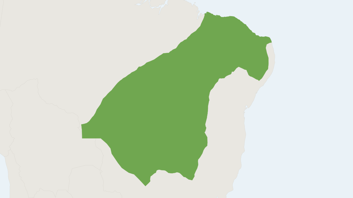 Range map of the Bearded Capuchin (Sapajus libidinosus)
