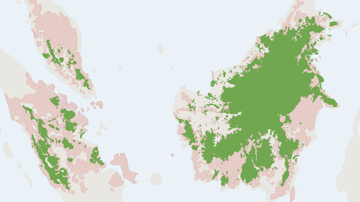 Range map of the Bearded Pig (Sus barbatus)