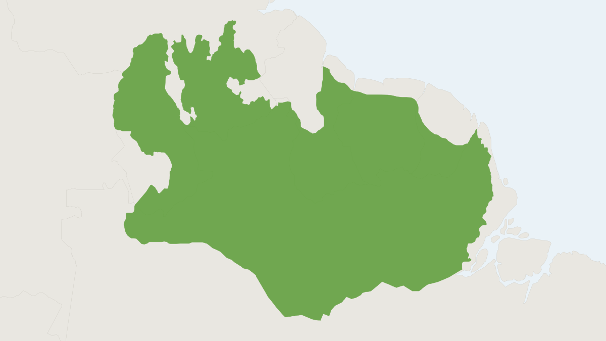 Range map of the Bearded Saki (Chiropotes chiropotes)
