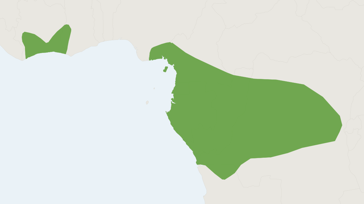 Range map of the Beatrix's Bat (Glauconycteris beatrix)