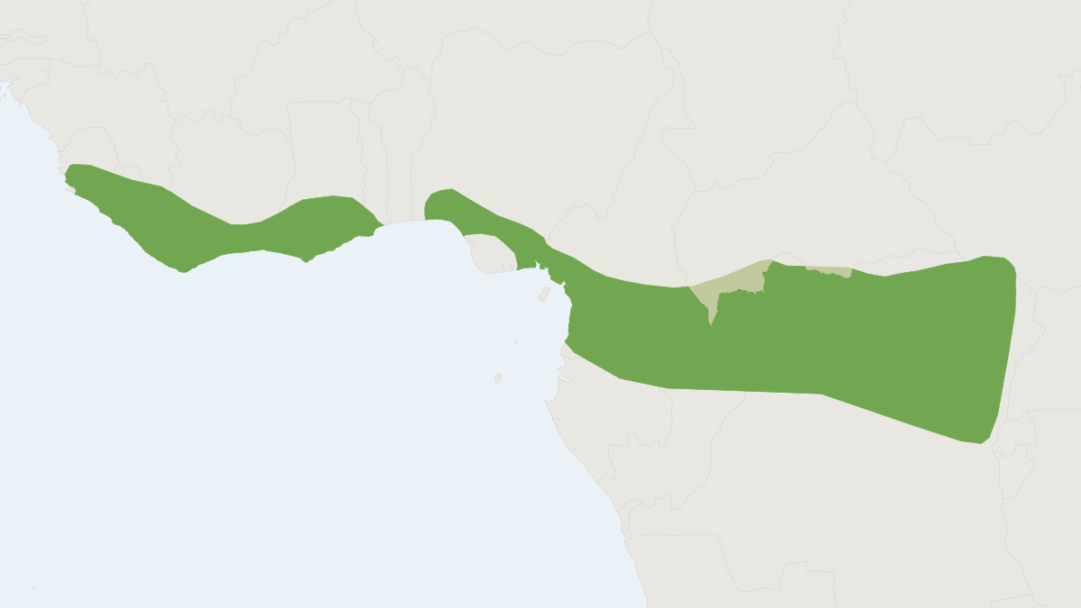 Range map of the Benito Roundleaf Bat (Hipposideros beatus)
