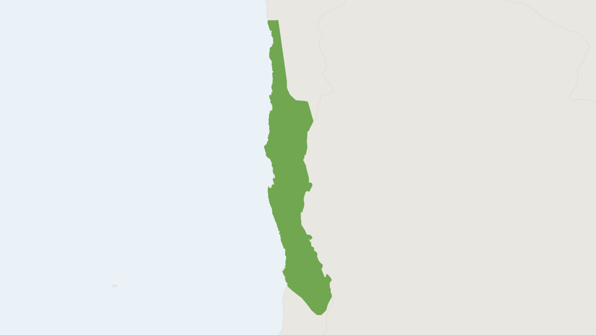 Range map of the Bennett's Chinchilla Rat (Abrocoma bennettii)
