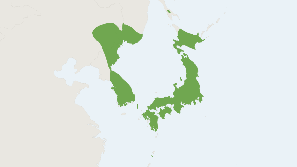 Range map of the Big-footed Myotis (Myotis macrodactylus)