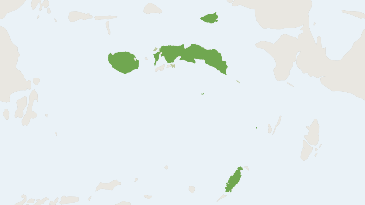 Range map of the Black-bearded Flying Fox (Pteropus melanopogon)