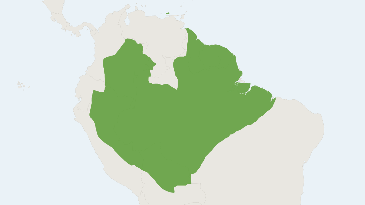 Range map of the Black-capped Capuchin (Sapajus apella)