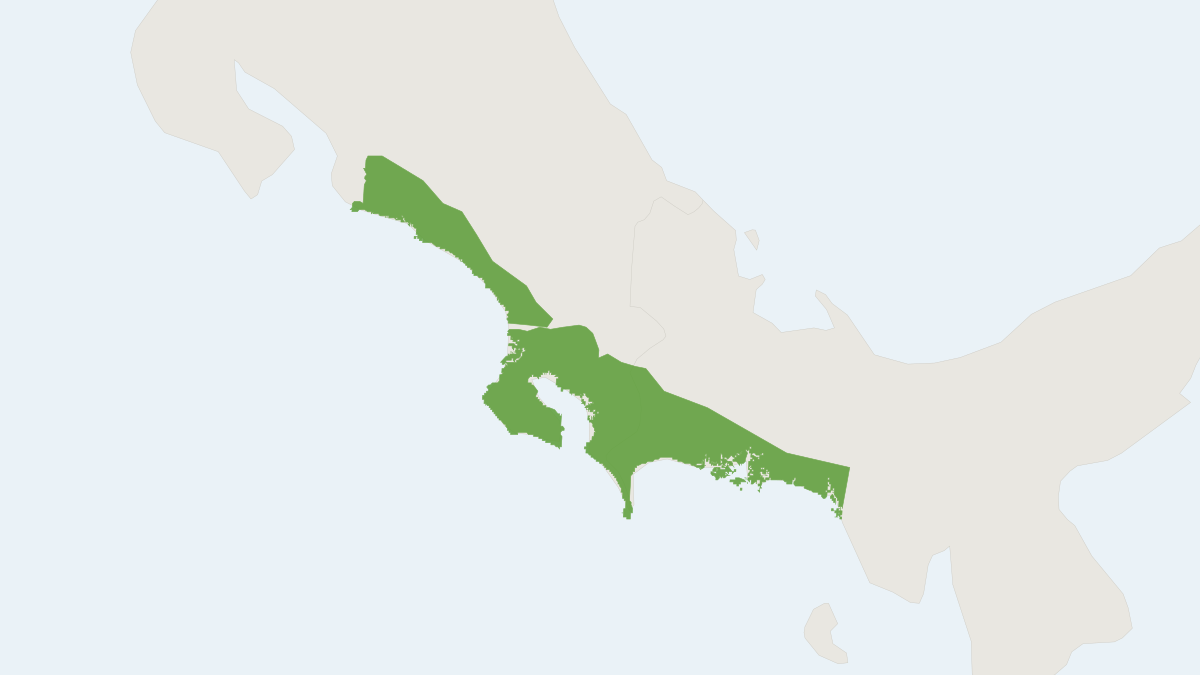 Range map of the Black-crowned Central American Squirrel Monkey (Saimiri oerstedii)