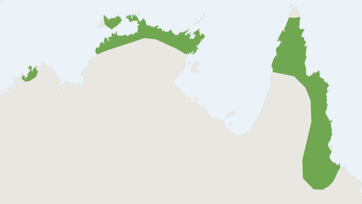 Range map of the Black-footed Tree-rat (Mesembriomys gouldii)