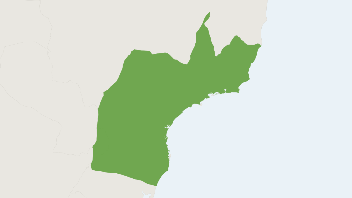 Range map of the Black-horned Capuchin (Sapajus nigritus)