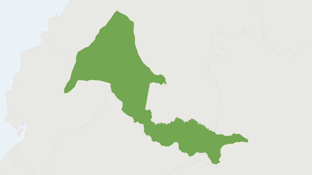 Range map of the Black Mantle Tamarin (Leontocebus nigricollis)