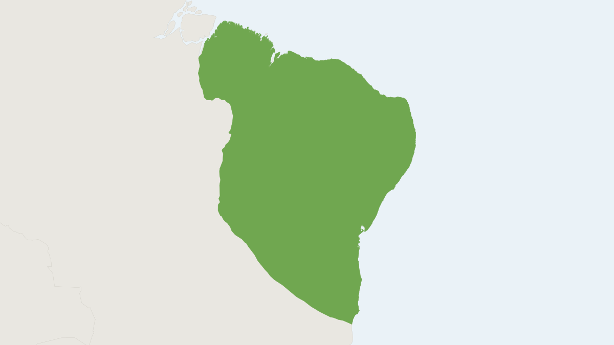 Range map of the Black-rumped Agouti (Dasyprocta prymnolopha)