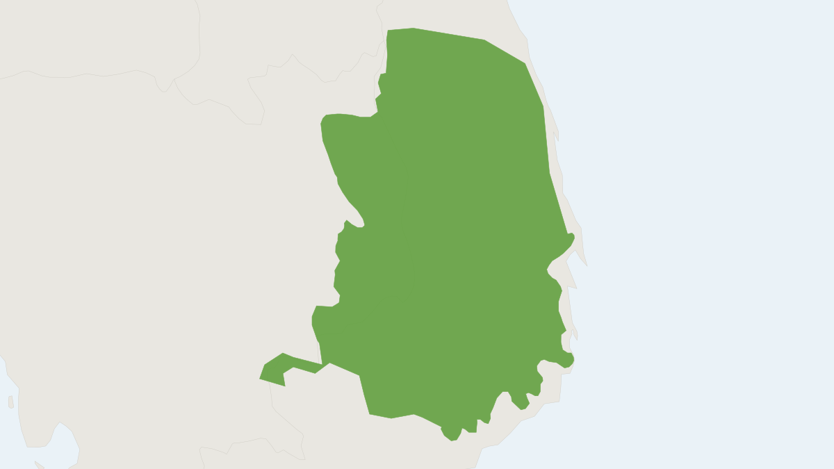 Range map of the Black-shanked Douc Langur (Pygathrix nigripes)