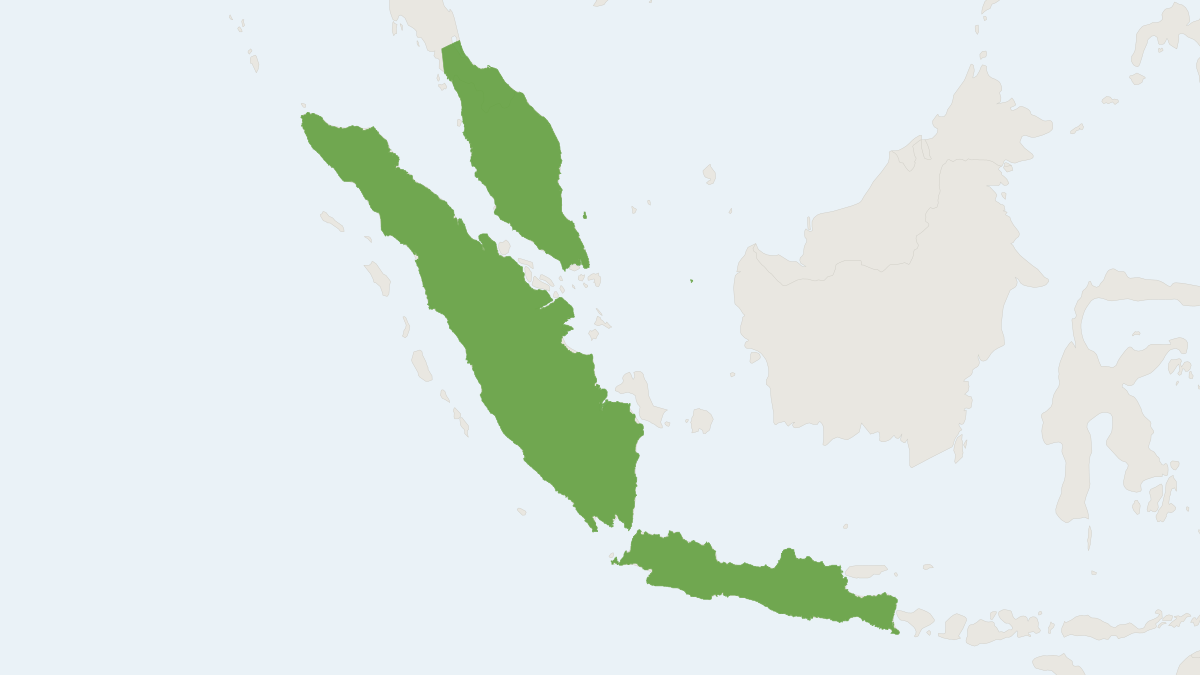 Range map of the Black-striped Squirrel (Callosciurus nigrovittatus) covering Indonesia, Malaysia and Thailand