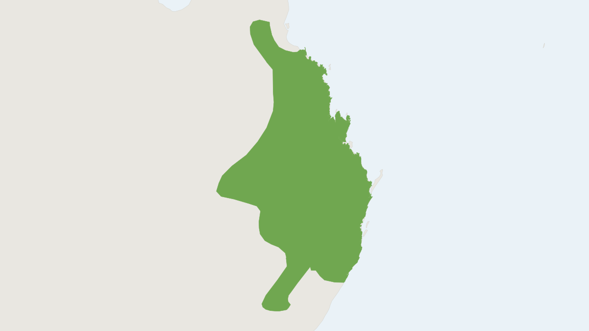 Range map of the Black-striped Wallaby (Notamacropus dorsalis)