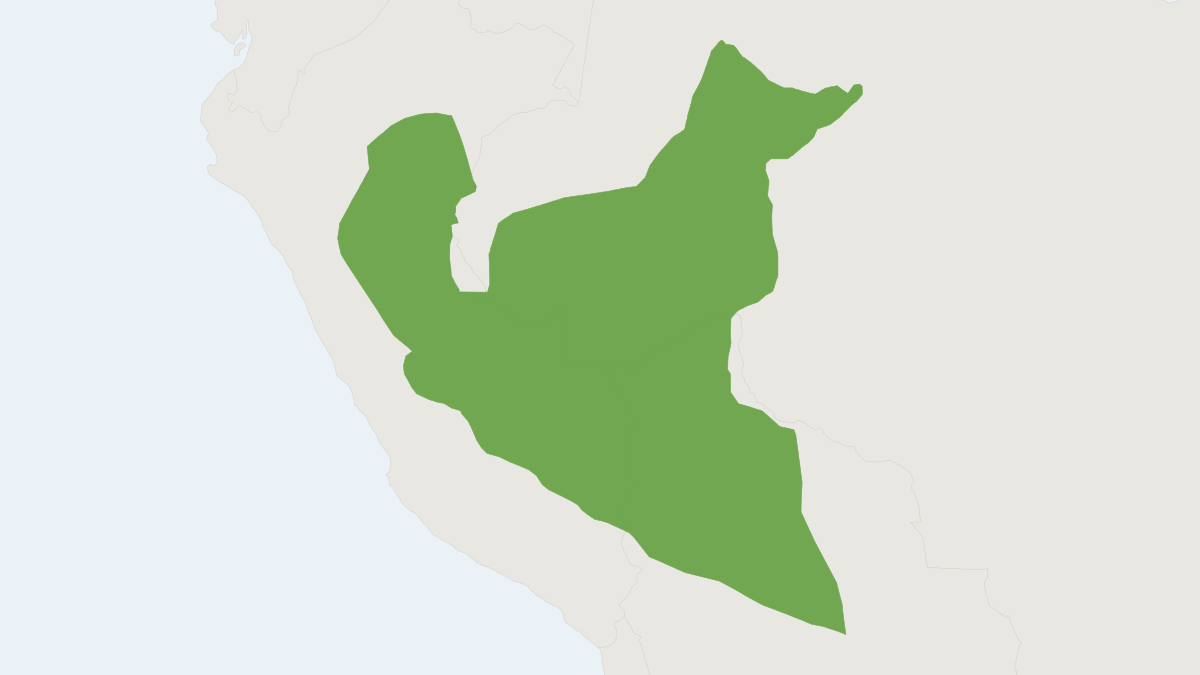Range map of the Bolivian Squirrel Monkey (Saimiri boliviensis)