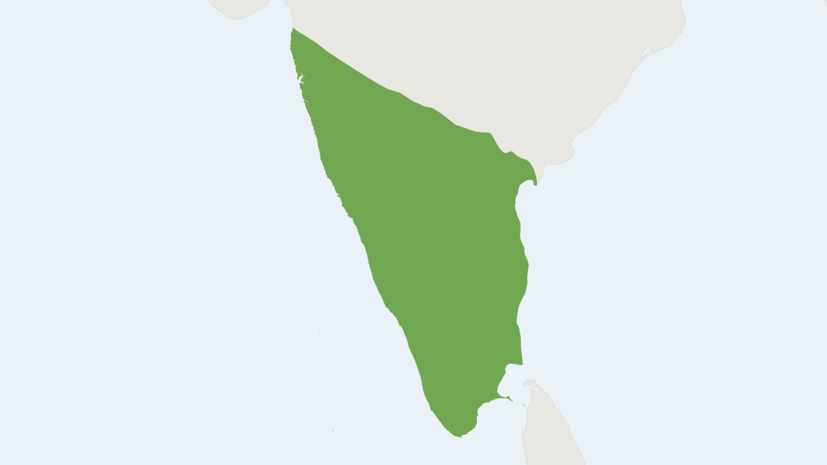 Range map of the Bonnet Macaque (Macaca radiata)