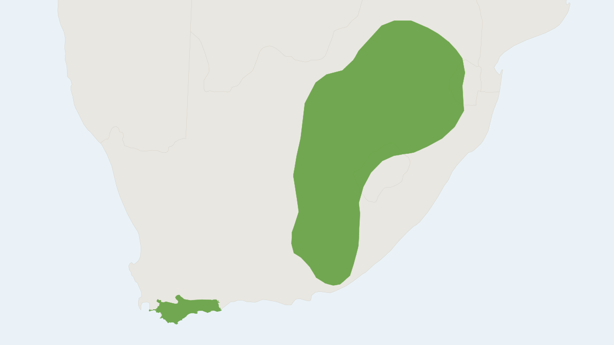 Range map of the Bontebok (Damaliscus pygargus)