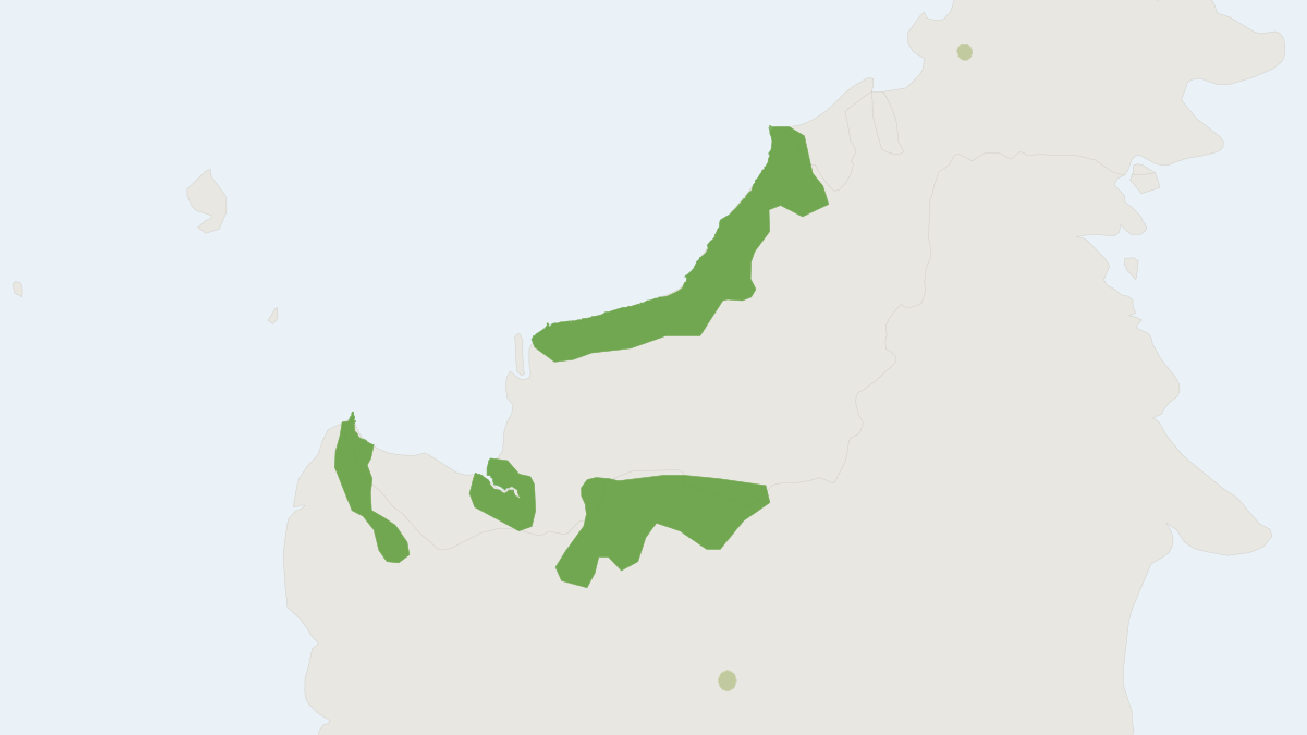 Range map of the Bornean Banded Langur (Presbytis chrysomelas)