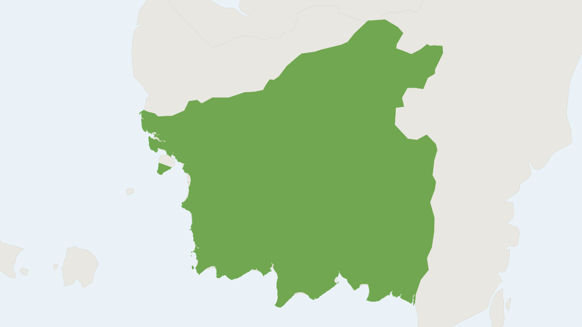 Range map of the Bornean Slow Loris (Nycticebus borneanus)
