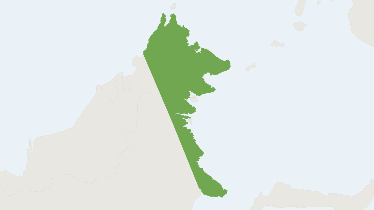 Range map of the Bornean Whiskered Myotis (Myotis borneoensis)