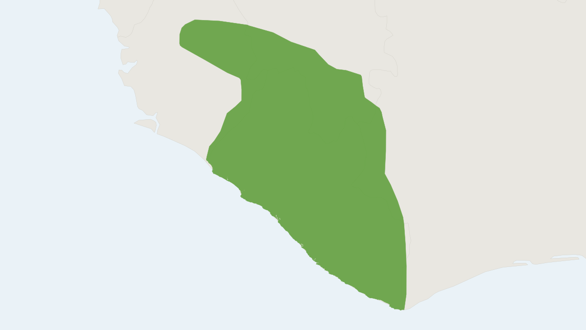 Range map of the Bourlon's Genet (Genetta bourloni)