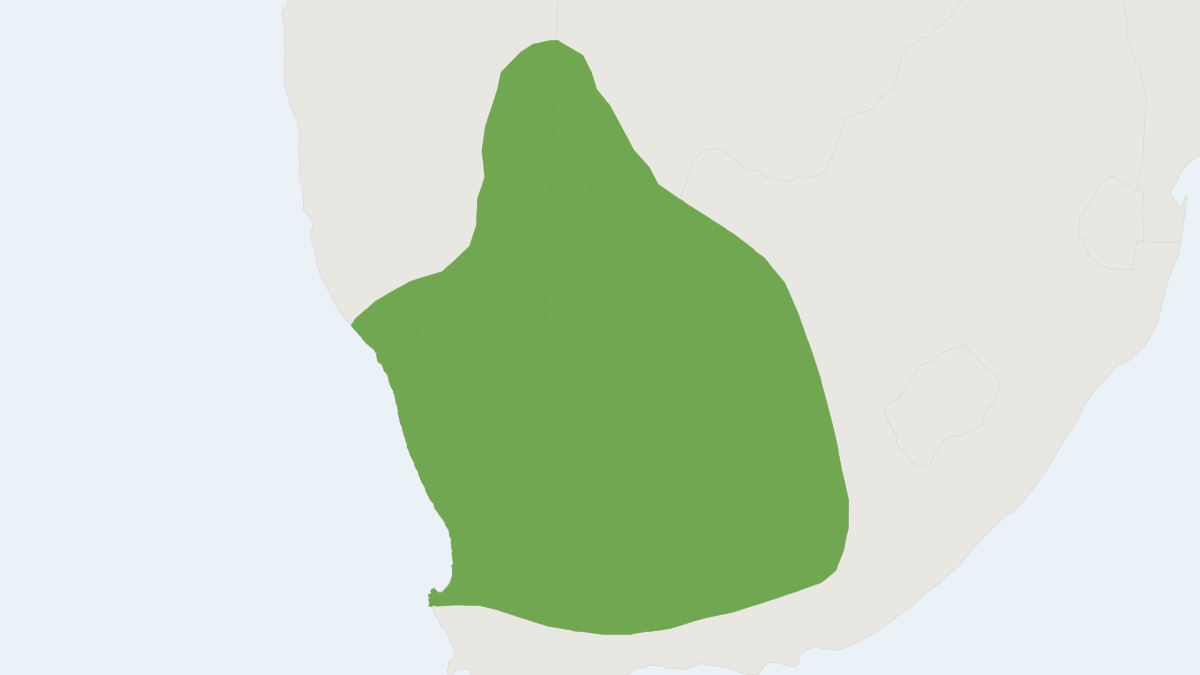 Range map of the Brants's Whistling Rat (Parotomys brantsii)