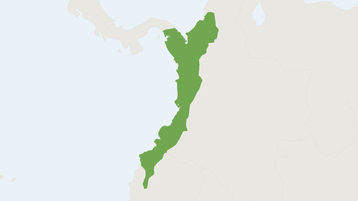 Range map of the Brown-headed Spider Monkey (Ateles fusciceps)