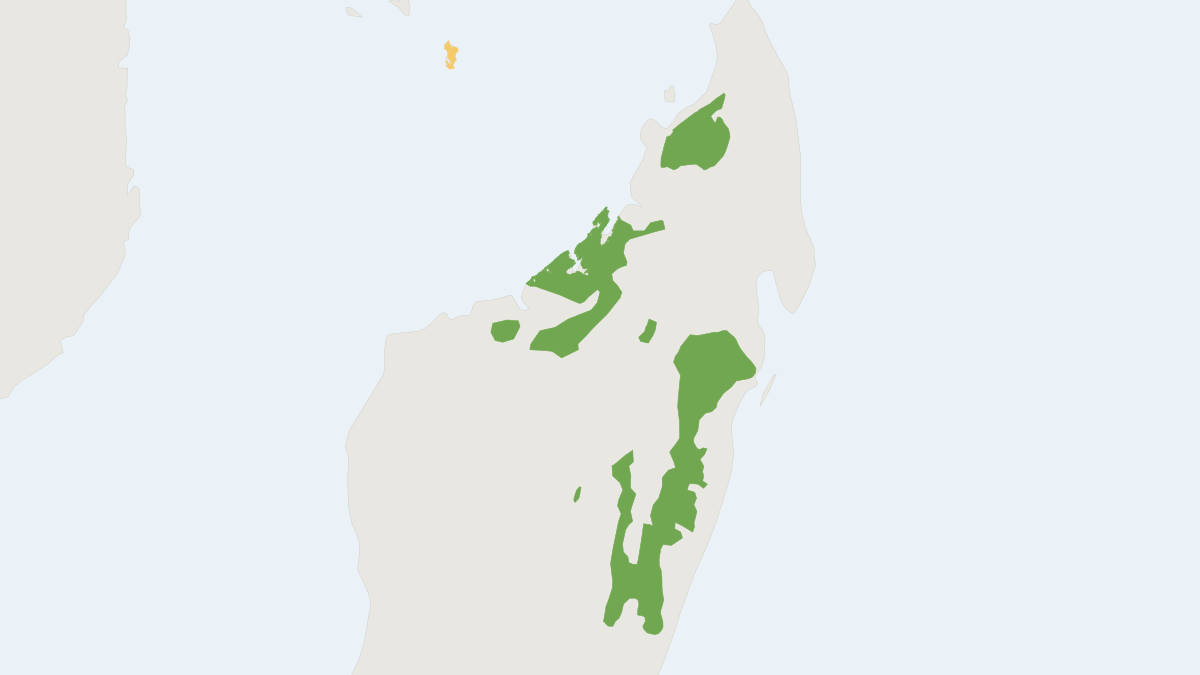 Range map of the Brown Lemur (Eulemur fulvus)